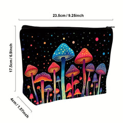 Boho Mushroom Decor Makeup Bag Zipper Pouch Travel Toiletry
