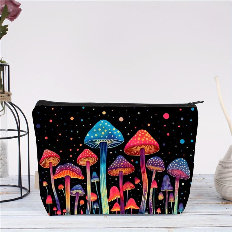 Boho Mushroom Decor Makeup Bag Zipper Pouch Travel Toiletry
