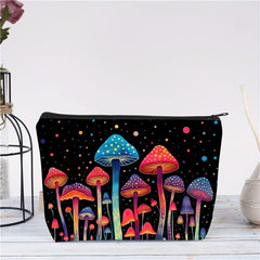 Boho Mushroom Decor Makeup Bag Zipper Pouch Travel Toiletry