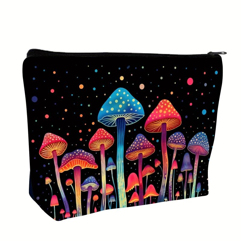 Boho Mushroom Decor Makeup Bag Zipper Pouch Travel Toiletry