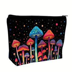Boho Mushroom Decor Makeup Bag Zipper Pouch Travel Toiletry