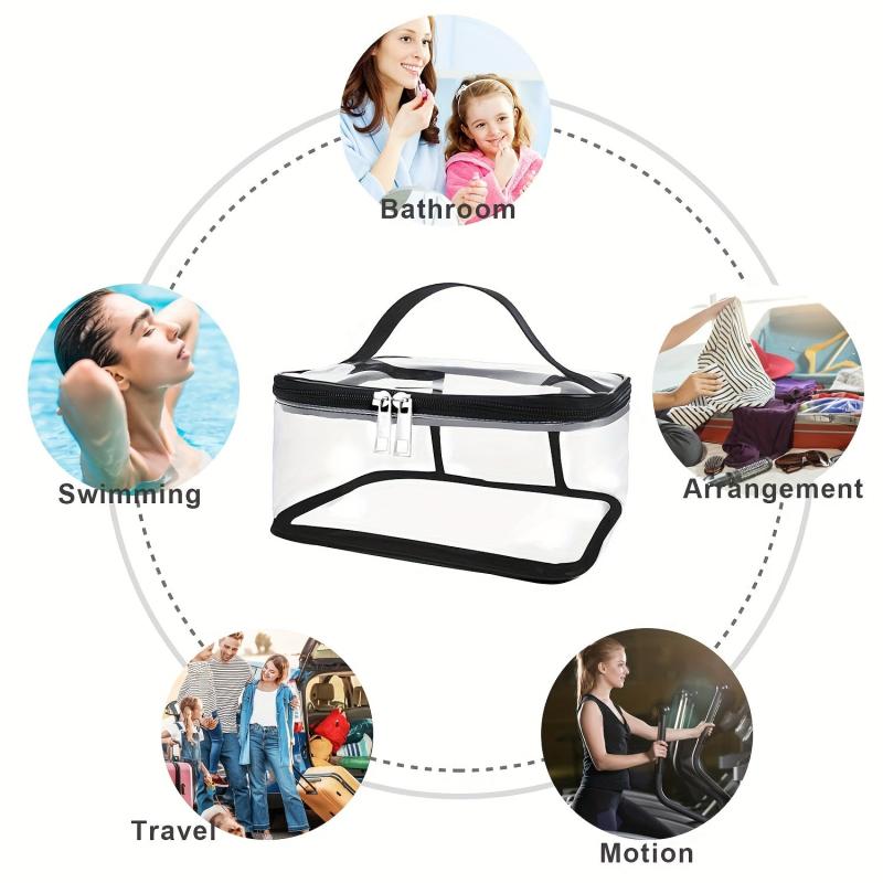 2pc Clear Cosmetic Bag Pack Transparent Toiletry Travel PVC Airplane Bag