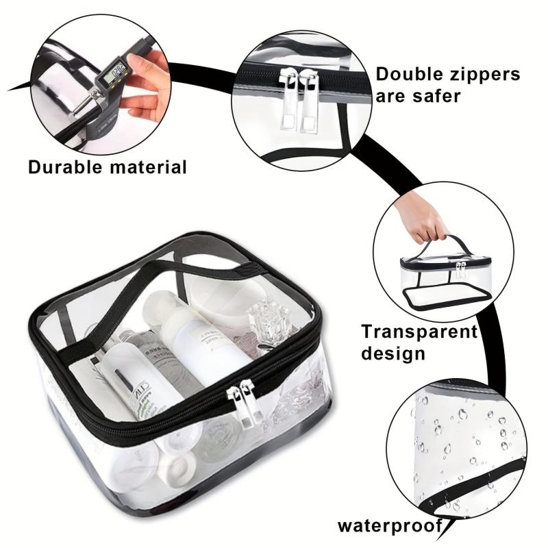 2pc Clear Cosmetic Bag Pack Transparent Toiletry Travel PVC Airplane Bag