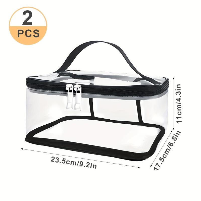 2pc Clear Cosmetic Bag Pack Transparent Toiletry Travel PVC Airplane Bag