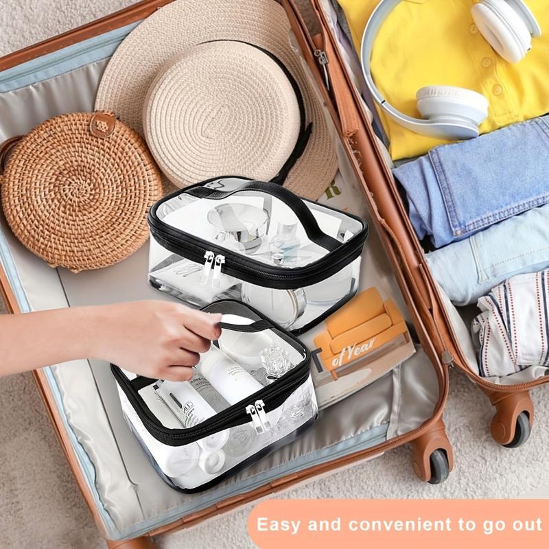 2pc Clear Cosmetic Bag Pack Transparent Toiletry Travel PVC Airplane Bag