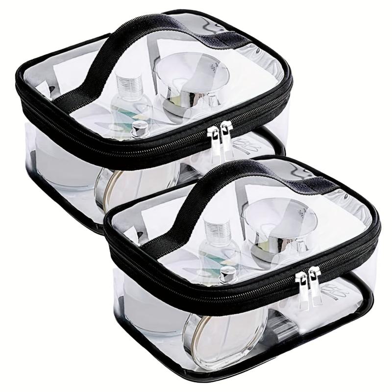 2pc Clear Cosmetic Bag Pack Transparent Toiletry Travel PVC Airplane Bag
