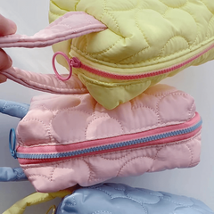 Quilted Padded Top Handle Bag Cosmetic Case