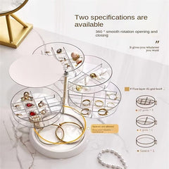 Rotatable 5-Layer Jewelry Organizer Box with Lid