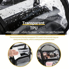 Makeup Brush Organizer Clear Case with Strap & Dividers
