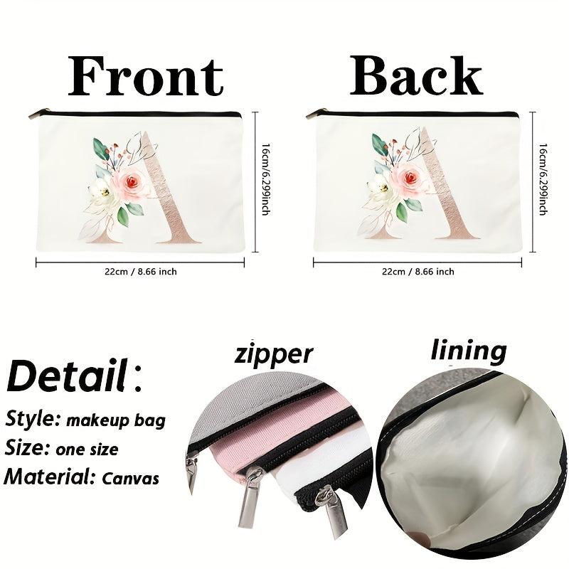 Letter Print Cosmetic Bag for Women - Makeup Case and Toiletries Organizer