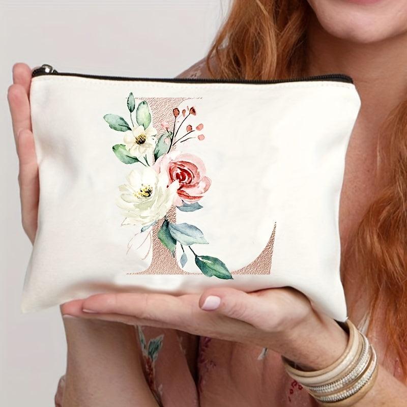 Letter Print Cosmetic Bag for Women - Makeup Case and Toiletries Organizer