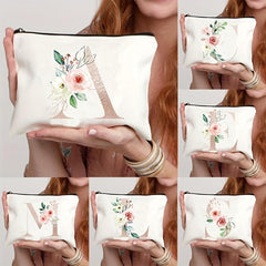 Letter Print Cosmetic Bag for Women - Makeup Case and Toiletries Organizer