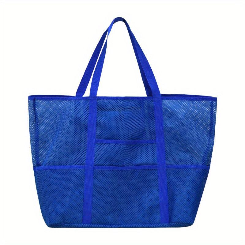 Large Mesh Beach Bag Family Tote & Pool Bag with 9 Pockets