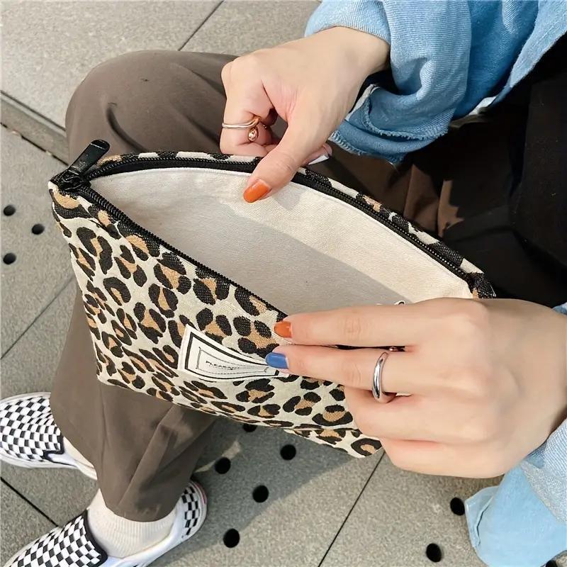 Leopard Print Makeup Bag Vintage Cosmetic Bag Makeup Organizer Purse