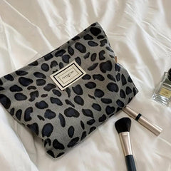 Leopard Print Makeup Bag Vintage Cosmetic Bag Makeup Organizer Purse