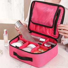 Waterproof Nylon Travel Toiletry Bag with Divider & Brush Holder