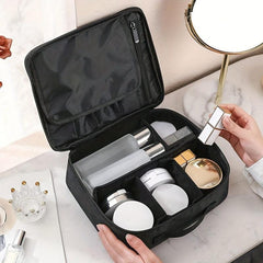 Waterproof Nylon Travel Toiletry Bag with Divider & Brush Holder