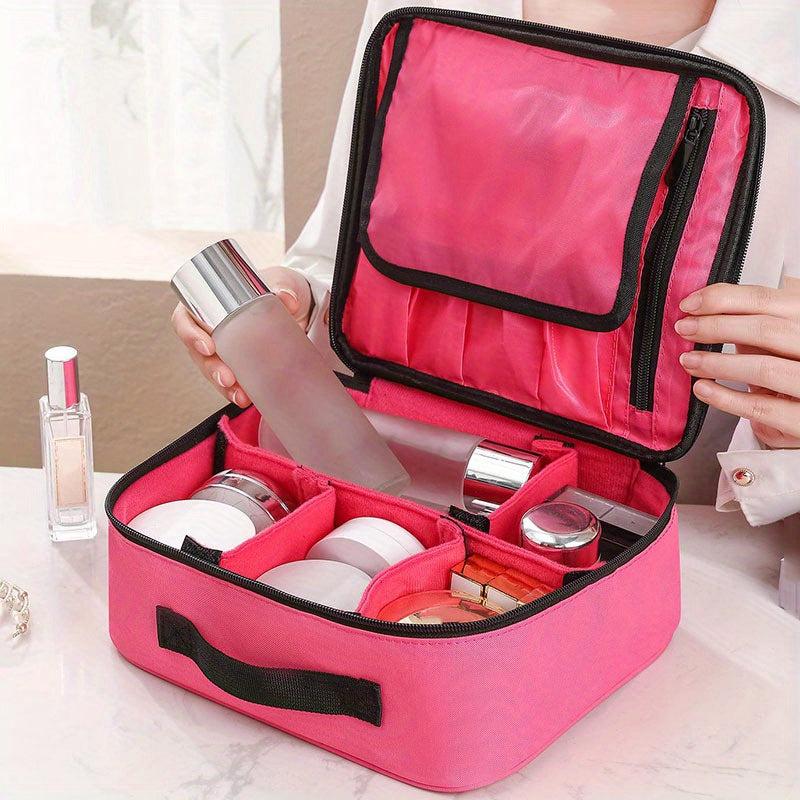 Waterproof Nylon Travel Toiletry Bag with Divider & Brush Holder