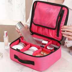 Waterproof Nylon Travel Toiletry Bag with Divider & Brush Holder