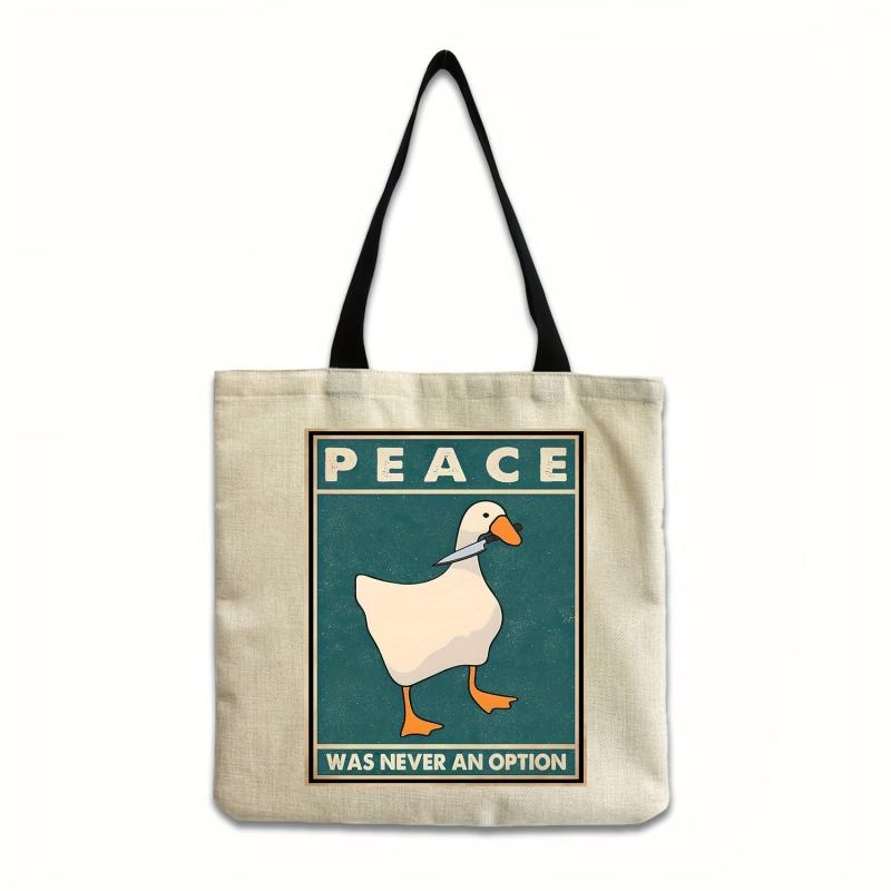 Goose Peace Was Never An Option Funny Goose Retro Prints Tote Bag