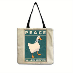Goose Peace Was Never An Option Funny Goose Retro Prints Tote Bag