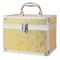 Professional Makeup Beauty Case Organizer Box Portable with Mirror & Handle