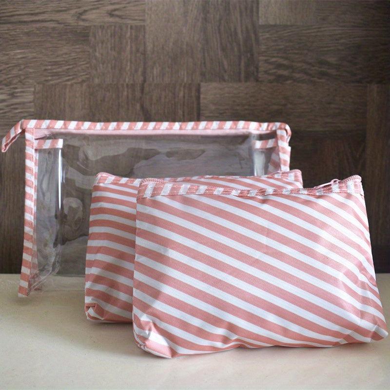 3pcs Flamingo Cactus Clear Makeup Bag Set Travel Toiletry Water resistant