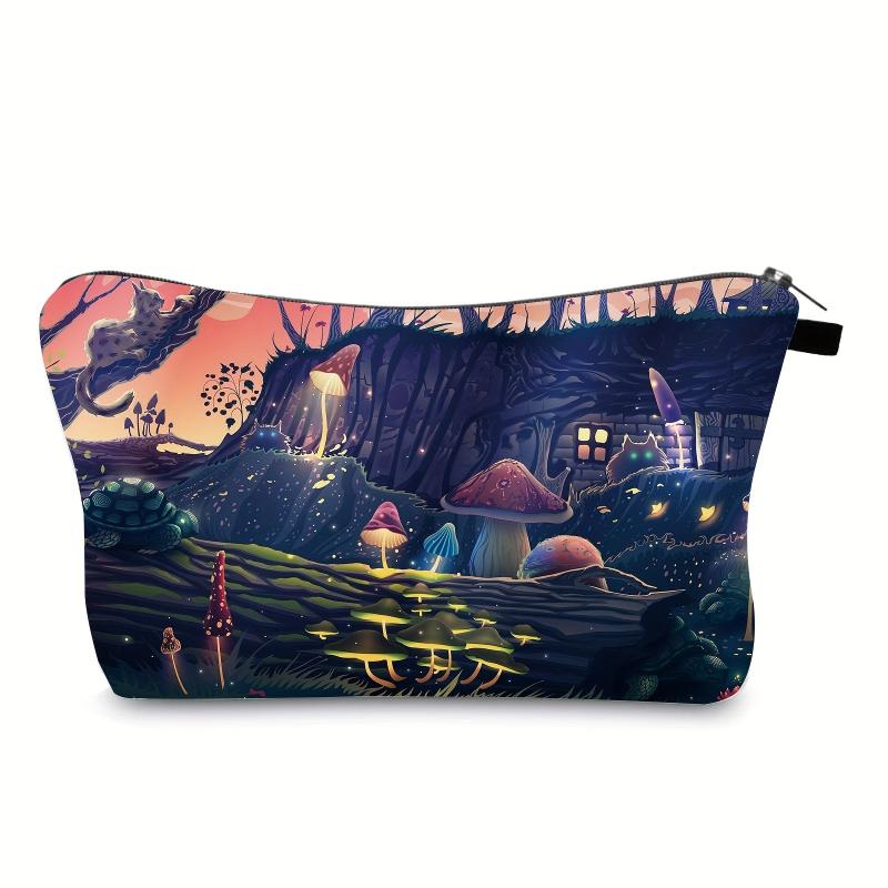 Colorful Mushroom Makeup Bag Travel Toiletry Organizer Zipper Pouch