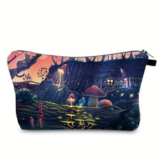 Colorful Mushroom Makeup Bag Travel Toiletry Organizer Zipper Pouch