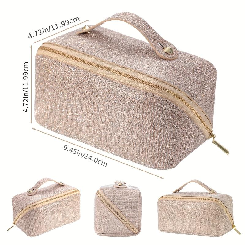 Large Capacity Travel Makeup Bag Sparkly Cosmetic Bag Portable Toiletry Bag