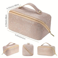 Large Capacity Travel Makeup Bag Sparkly Cosmetic Bag Portable Toiletry Bag