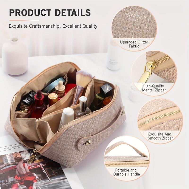 Large Capacity Travel Makeup Bag Sparkly Cosmetic Bag Portable Toiletry Bag