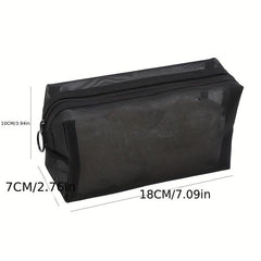 Transparent Mesh Makeup Case Organizer Storage Pouch Zipper Toiletry Wash Bags