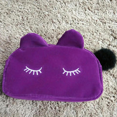 Cartoon Cat Toiletry Bag Eyelash Pattern Makeup Organizer