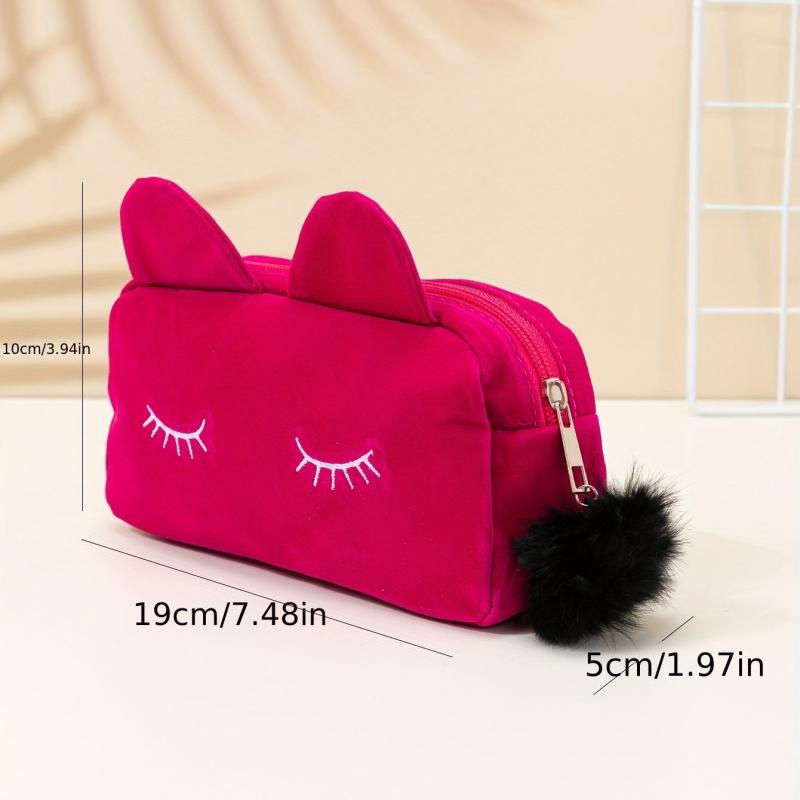 Cartoon Cat Toiletry Bag Eyelash Pattern Makeup Organizer