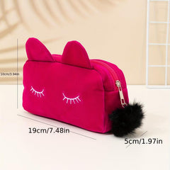 Cartoon Cat Toiletry Bag Eyelash Pattern Makeup Organizer