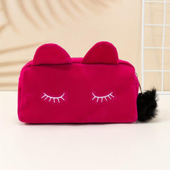 Cartoon Cat Toiletry Bag Eyelash Pattern Makeup Organizer