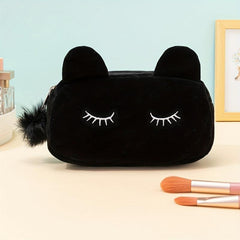 Cartoon Cat Toiletry Bag Eyelash Pattern Makeup Organizer