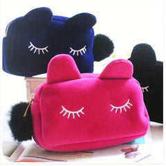 Cartoon Cat Toiletry Bag Eyelash Pattern Makeup Organizer
