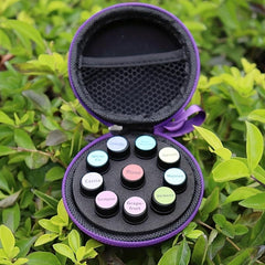 10 Slots Round Essential Storage Bag 1m 2ml Organizer Holder with Zipper & Strap