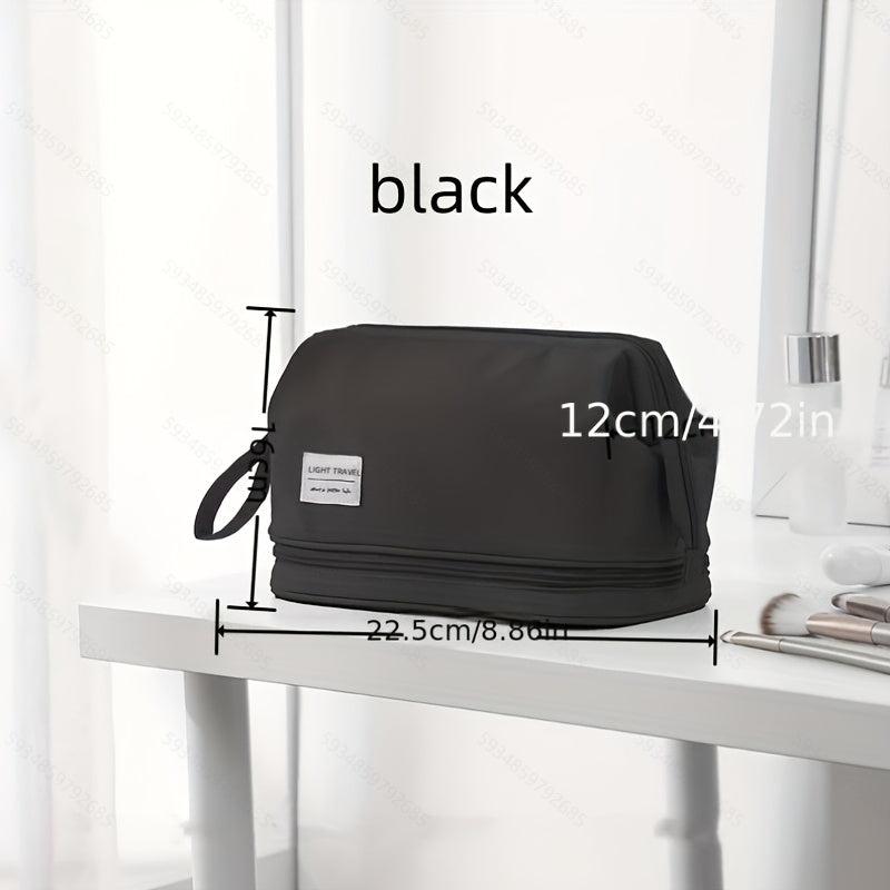 Large Capacity Makeup Bag with Brush Organizer Portable Travel Cosmetic Pouch
