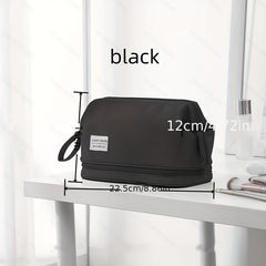 Large Capacity Makeup Bag with Brush Organizer Portable Travel Cosmetic Pouch