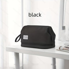 Large Capacity Makeup Bag with Brush Organizer Portable Travel Cosmetic Pouch