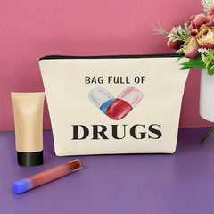 NP Makeup Cosmetic Bag Full of Drugs Funny Travel Zipper Pouch