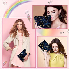 Starry Makeup Pouch Clutch Cosmetic Bag for Girls and Women