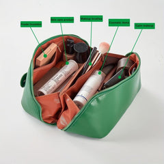 Waterproof PU Leather Travel Cosmetic Bag Large Capacity Makeup Toiletry Bag