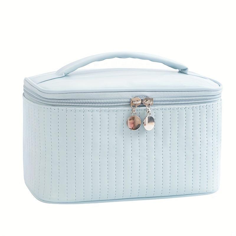 Water Resistant Travel Cosmetic Bag with Double Zipper & Handle