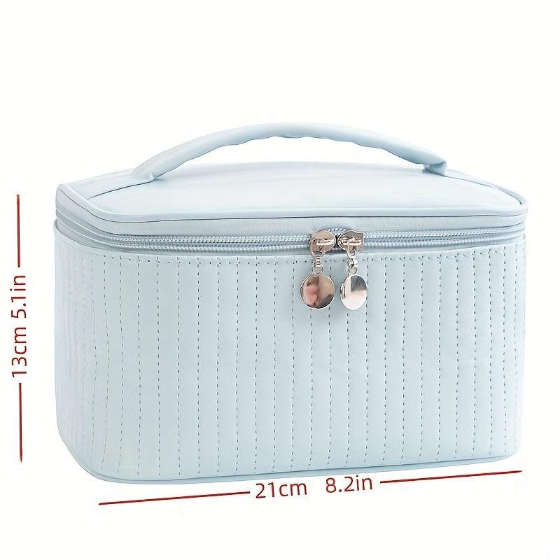 Water Resistant Travel Cosmetic Bag with Double Zipper & Handle