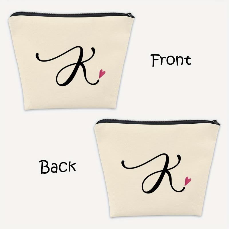 K Monogram Personalized Travel Makeup Bag Cosmetic Bag Zipper