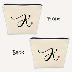 K Monogram Personalized Travel Makeup Bag Cosmetic Bag Zipper